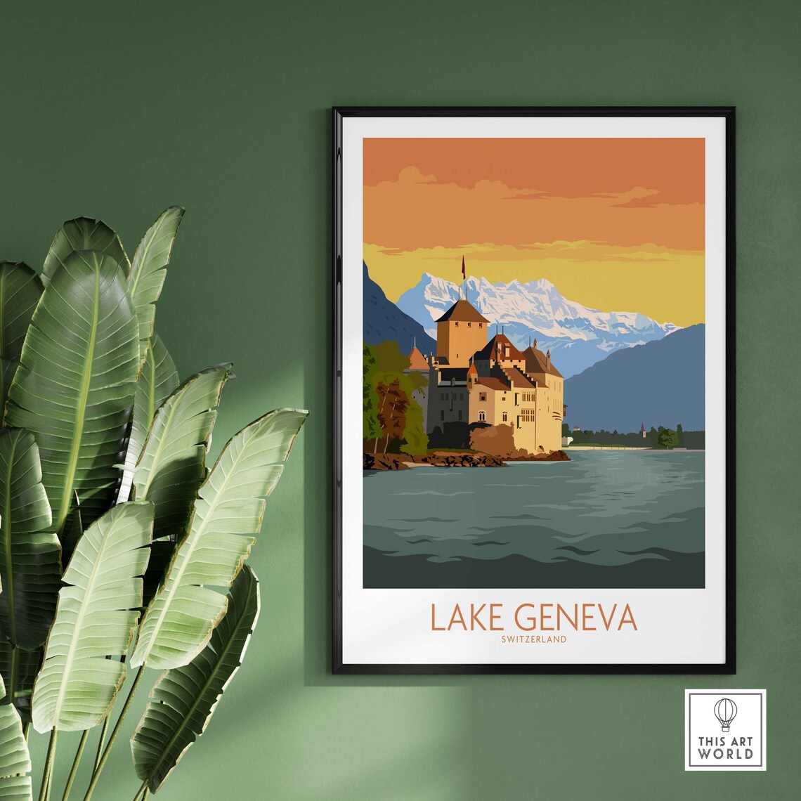 Lake Geneva Travel Poster, Switzerland Wall Art Print - Image 2