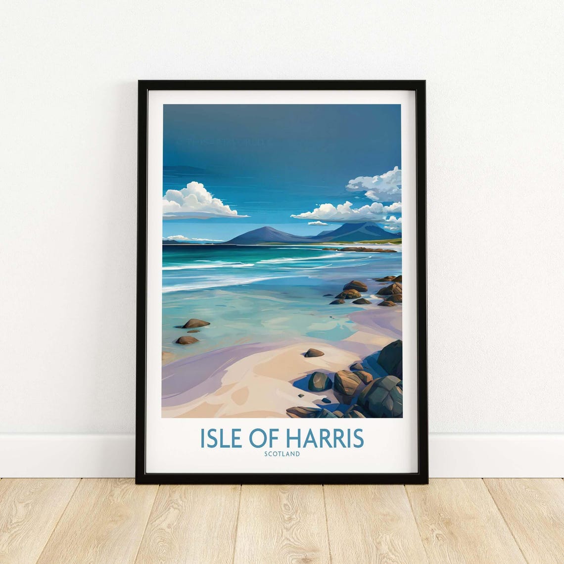 Isle Of Harris Scotland Turquoise Shoreline Seascape Vintage Poster