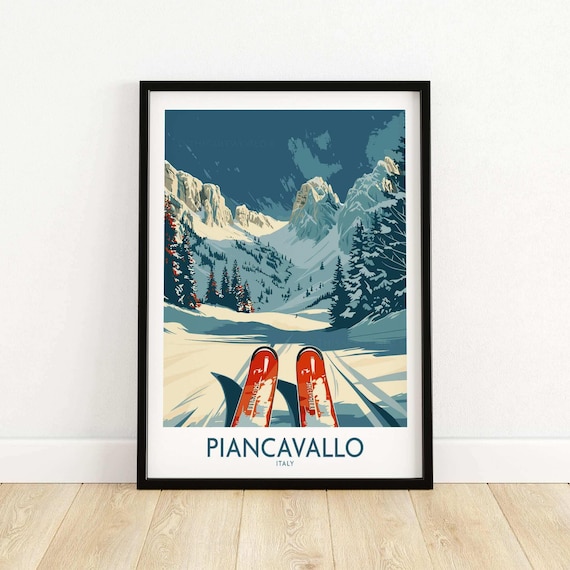 Piancavallo Italy Skier Point of View Descent Snowy Peaks Poster