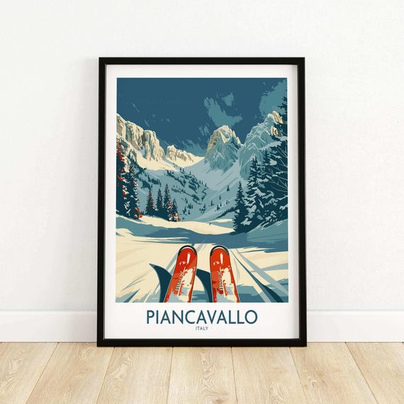 Piancavallo Wall Art Print Italy Poster Ski Resort Winter Sports Artwork Adventure Home Decor Skiing Gift Skier