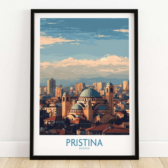 Pristina Kosovo Christ The Saviour Cathedral City Skyline Poster