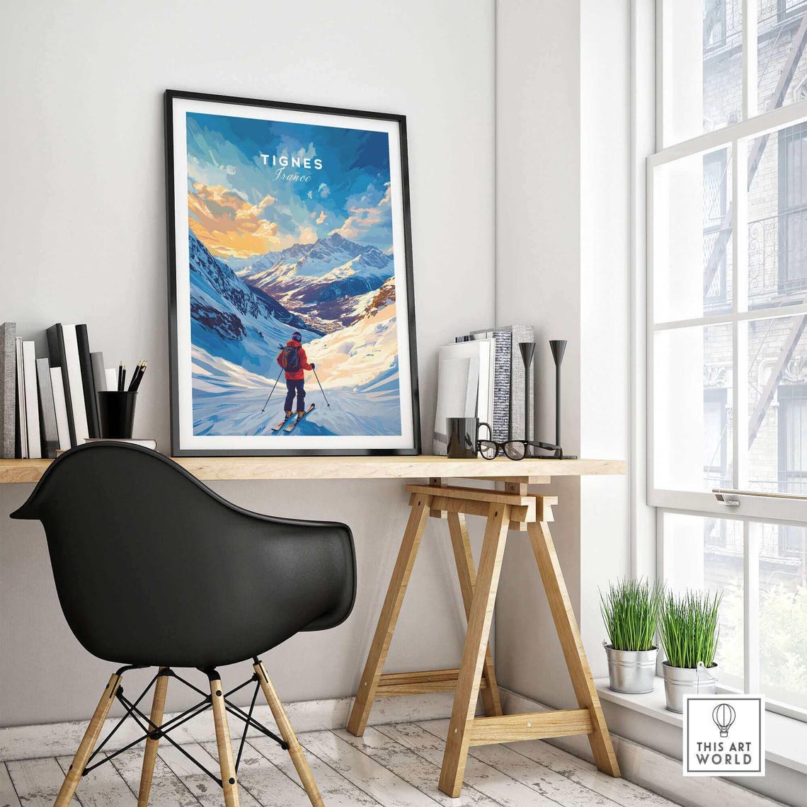 Tignes Ski Poster, French Alps Mountain Lodge Decor - Image 4