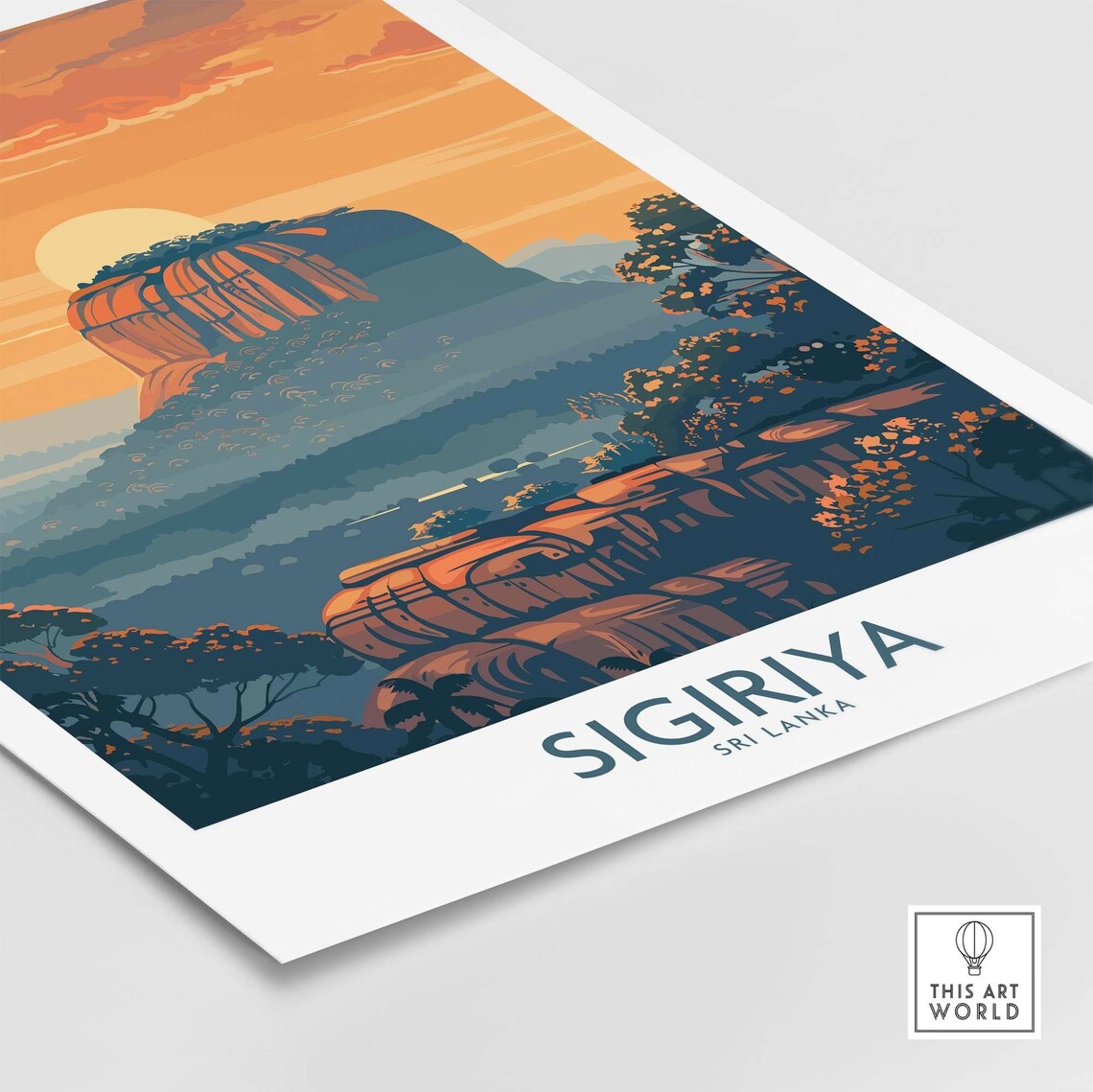 Sigiriya Sri Lanka Lion Rock Fortress Sunset Ancient Ruin Art Poster - Image 4