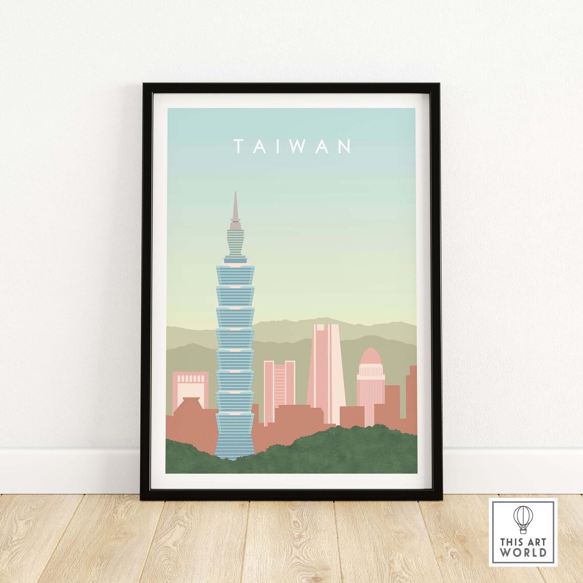 Taiwan Taipei City Skyline Travel Poster