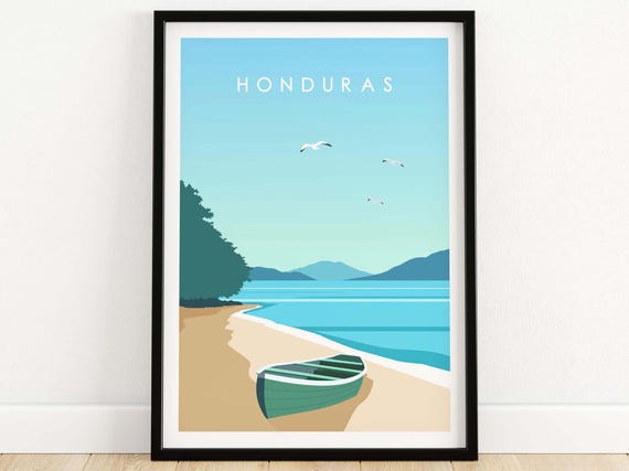 Honduras Print Wall Art Poster Tropical Beach Artwork Home Decor Gift
