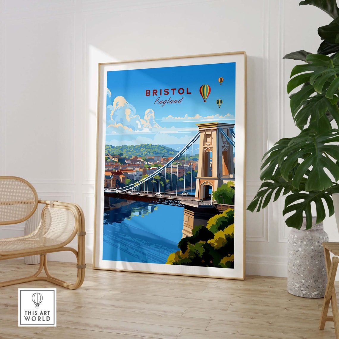 Bristol England Clifton Suspension Bridge Balloon Fiesta Travel Poster - Image 3