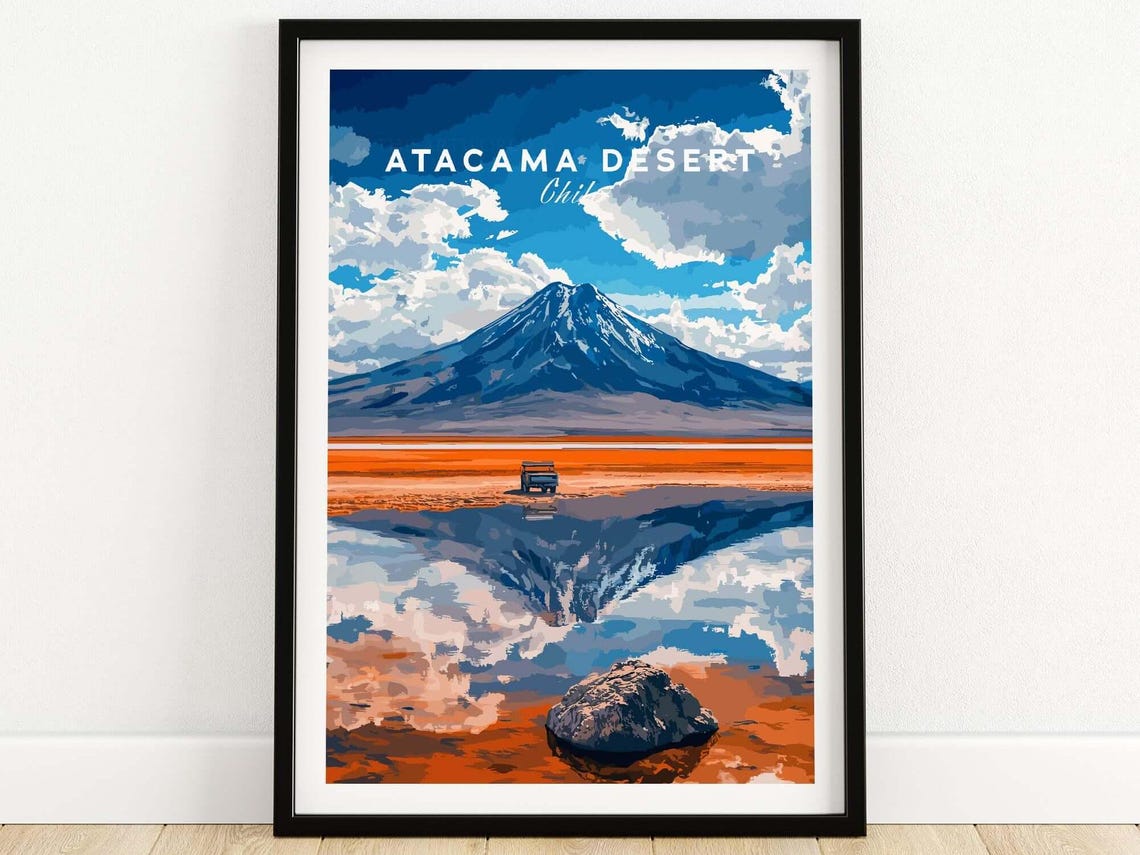 Atacama Desert Travel Poster, Chile Landscape