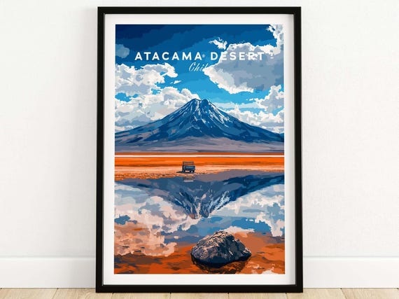 Atacama Desert Travel Poster, Chile Landscape