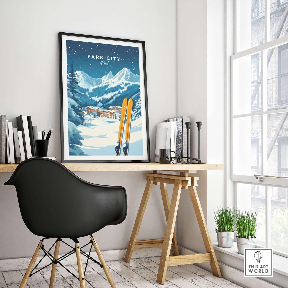 Park City Ski Lodge Art Print, Winter Sports Art - Image 4