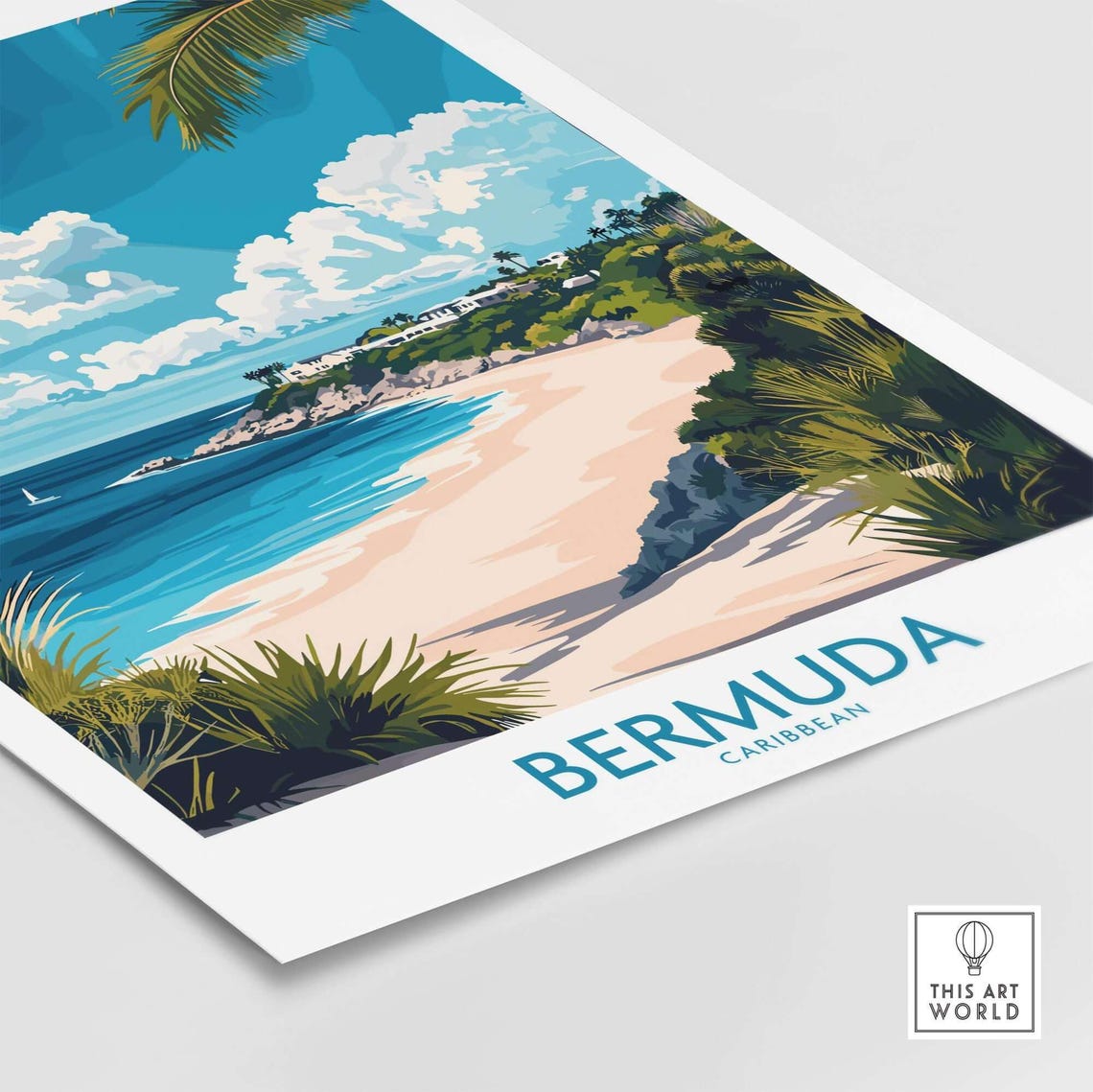 Bermuda Caribbean Pink Sand Beach Palms Island Travel Poster - Image 4