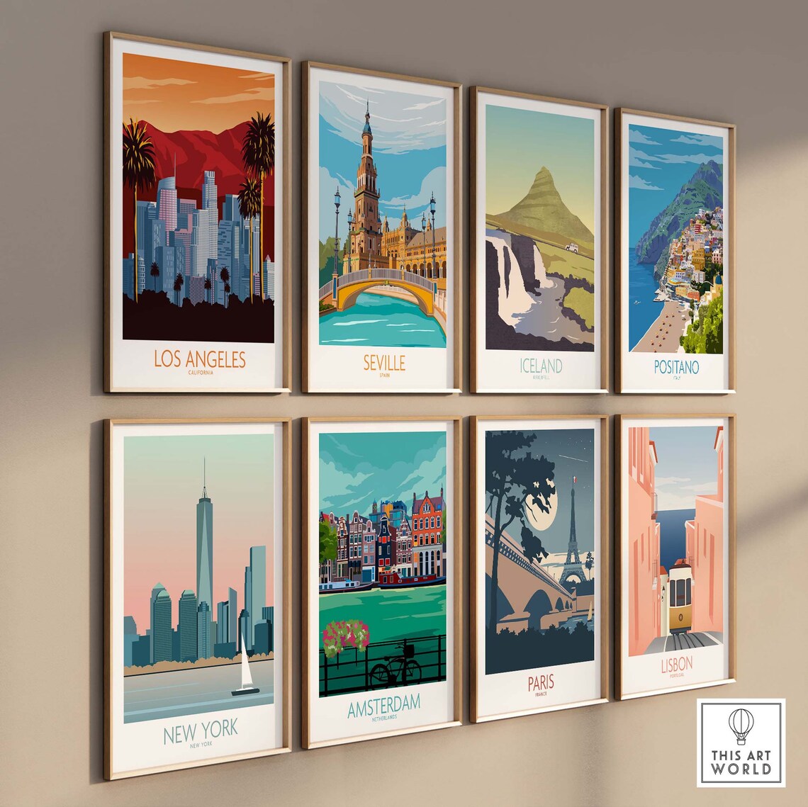 Retro Los Angeles California Downtown Skyline Sunset Palms Poster - Image 3