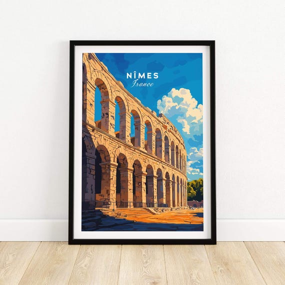 Nimes France Travel Print Art Home Dcor Poster Gift Illustration Artwork