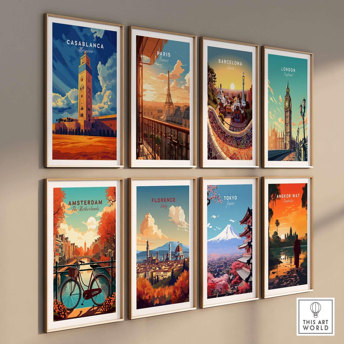 Casablanca Morocco Grand Mosque Minaret Sunset Sky Travel Poster - Image 3
