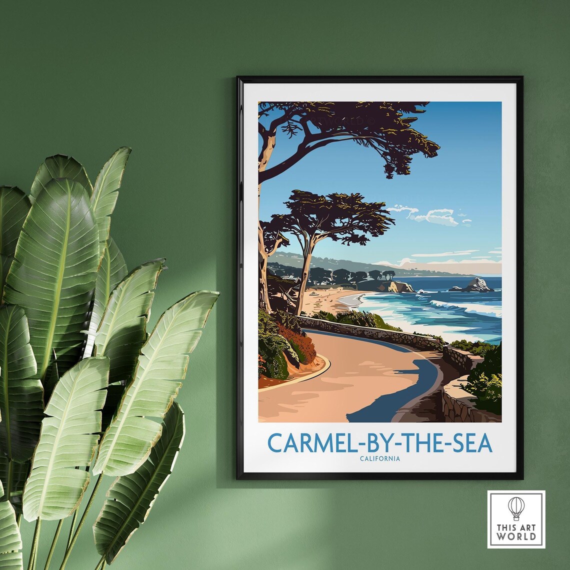 Carmel By The Sea California Cypress Coastal Road Beach Vintage Poster - Image 2
