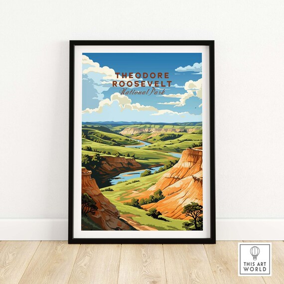 Theodore Roosevelt National Park Green Valley River Bend Poster