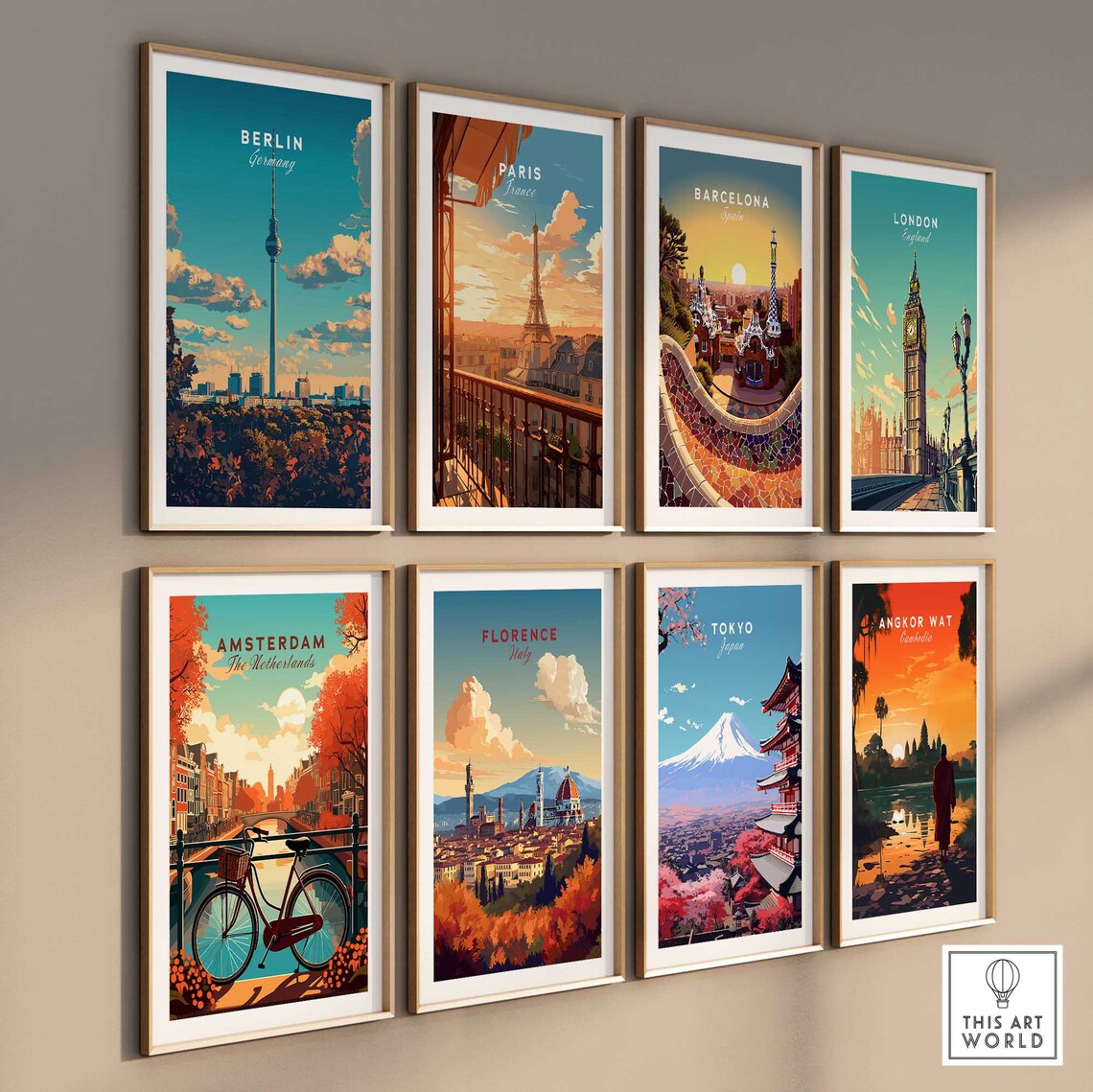Berlin Germany TV Tower Sunset City Panorama Vintage Travel Poster - Image 3