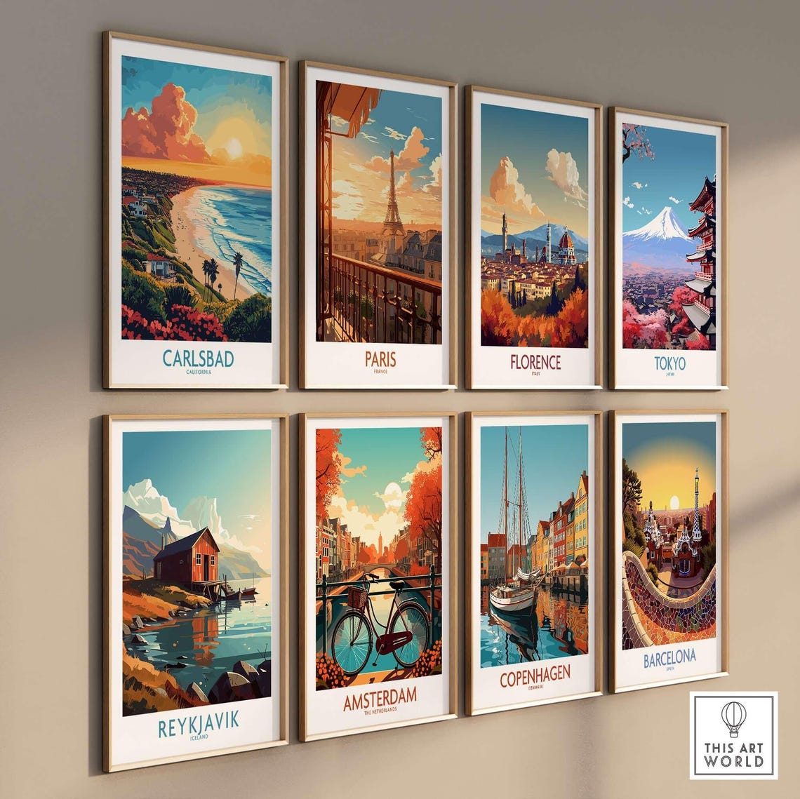 Carlsbad California Coastline Sunset Palms Ocean View Travel Poster - Image 3