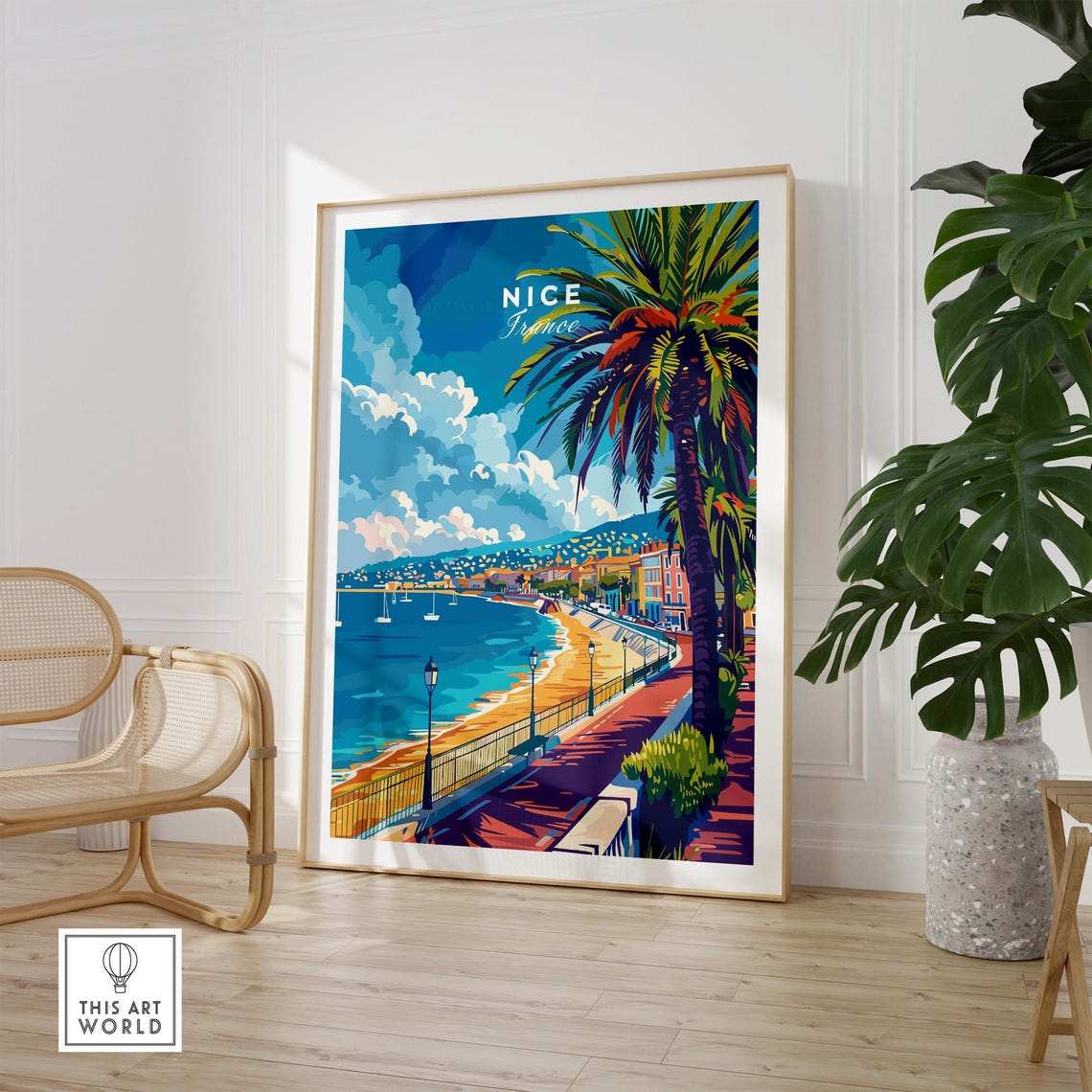 Nice France Palm Promenade Bay Sailboats Riviera Sea View Poster - Image 2