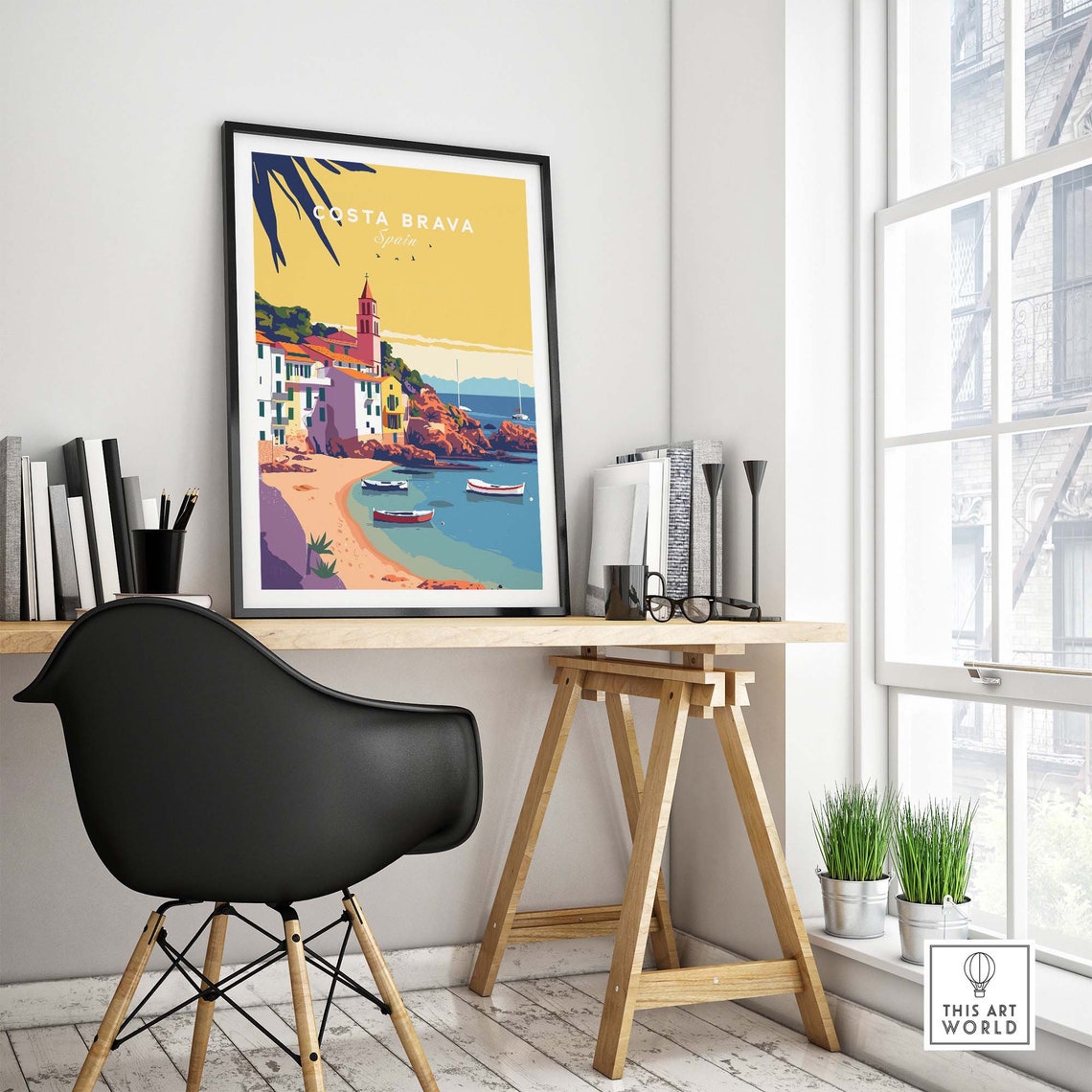 Costa Brava Spain Fishing Village Beach Church Tower Travel Poster - Image 4