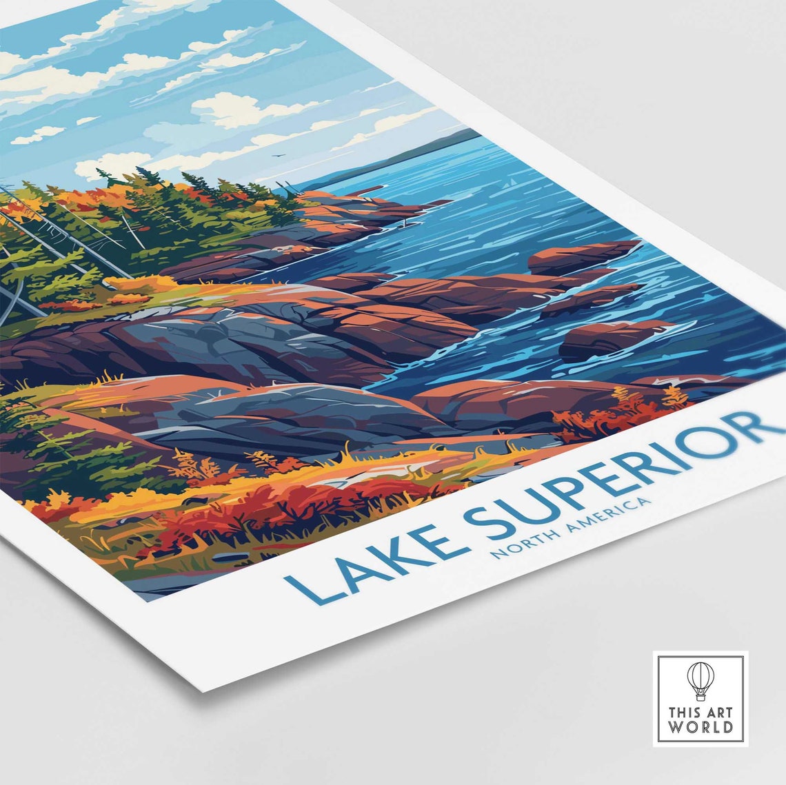 Lake Superior North America Rugged Rocky Autumn Shoreline Scene Poster - Image 4
