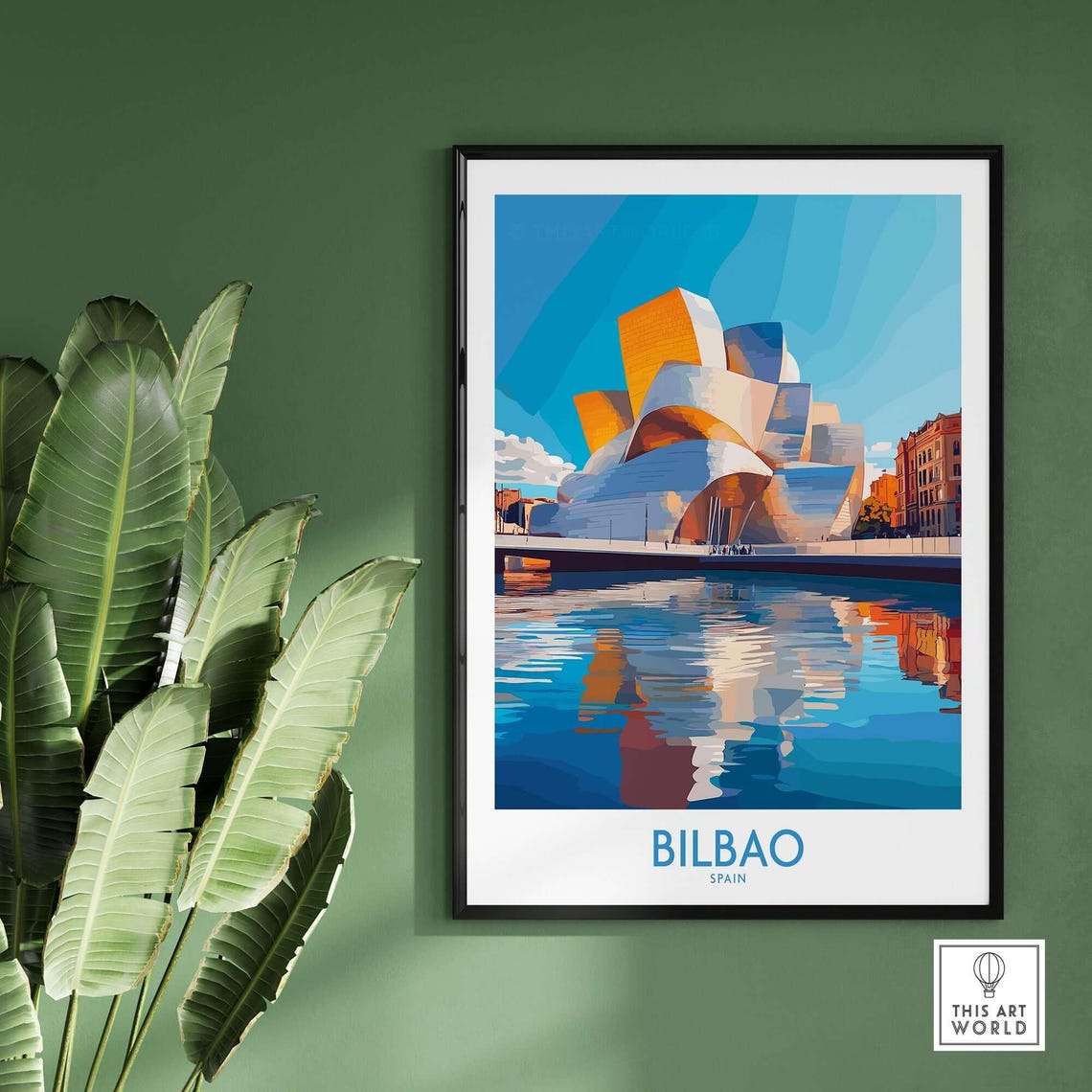 Bilbao Spain Guggenheim Museum River Reflection Modern Travel Poster - Image 2