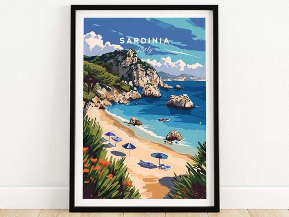 Sardinia Art Print Italy Travel Poster Artwork Gift Home Decor Illustration Lover