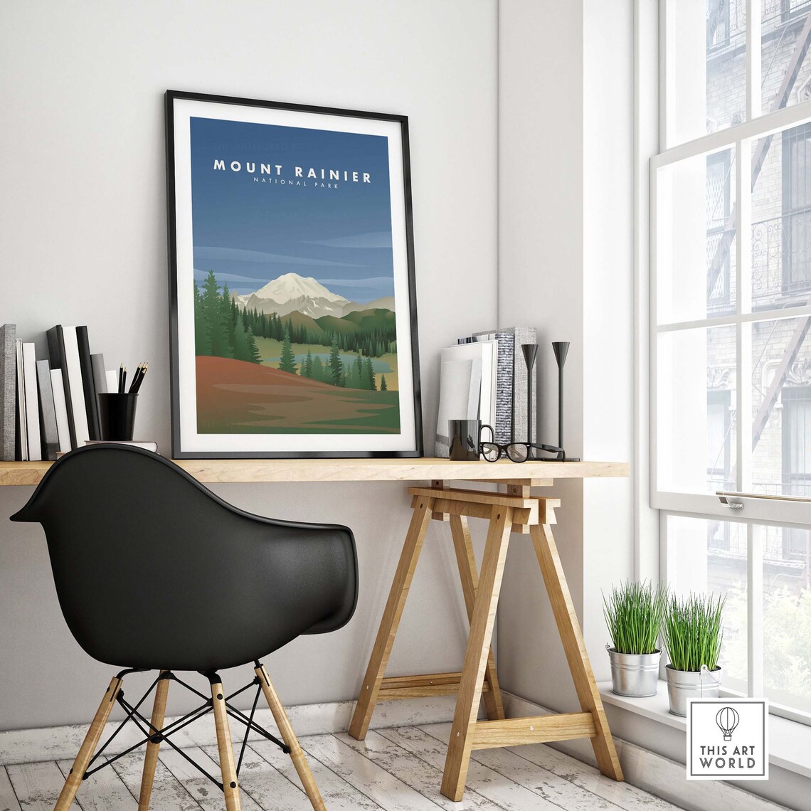 Mount Rainier National Park Art Print, Travel Poster - Image 4