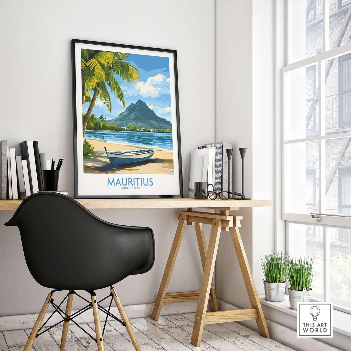Mauritius Beach Travel Poster, Tropical Island Seashore - Image 4