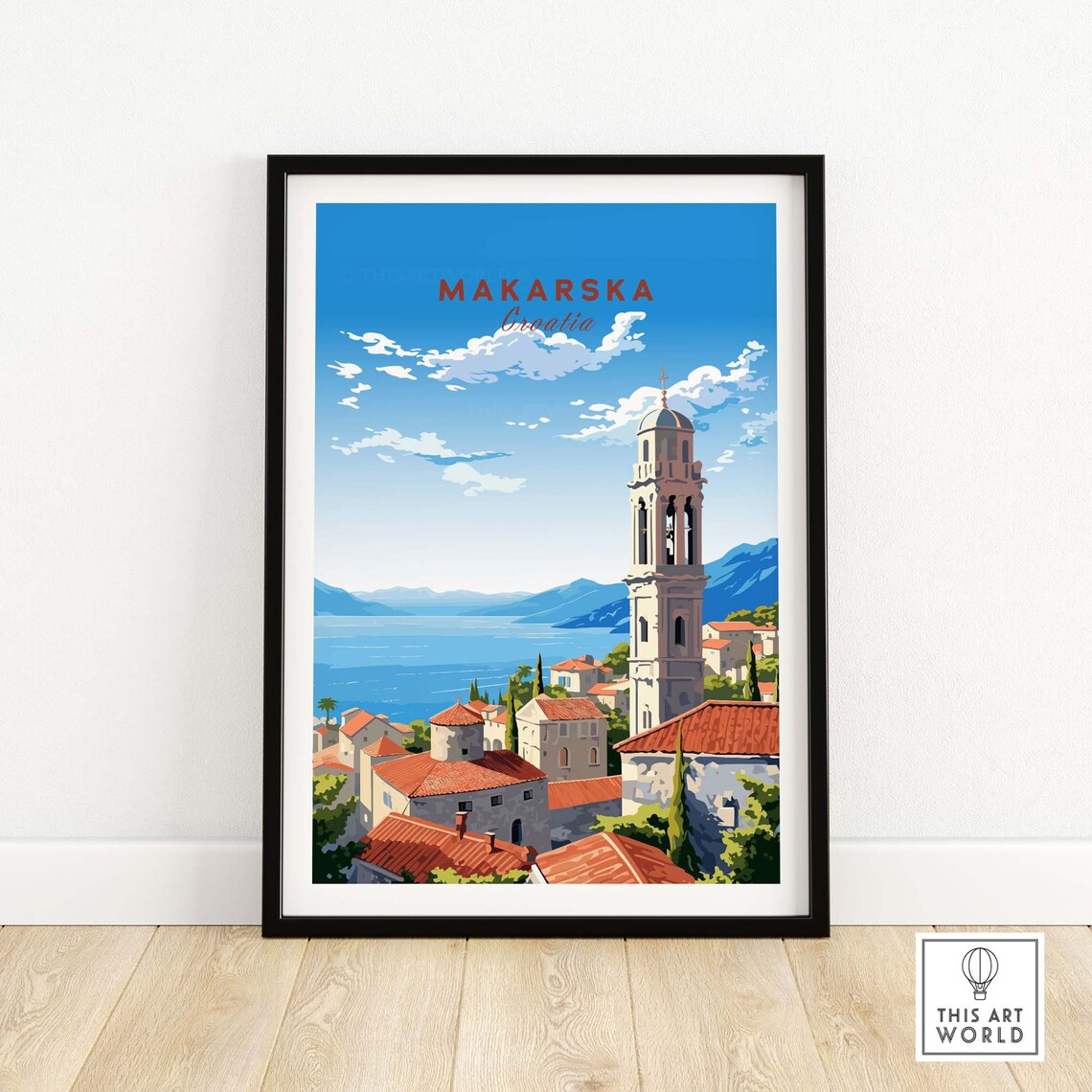 Makarska Croatia Old Town Bell Tower Adriatic Coast Scenic Poster