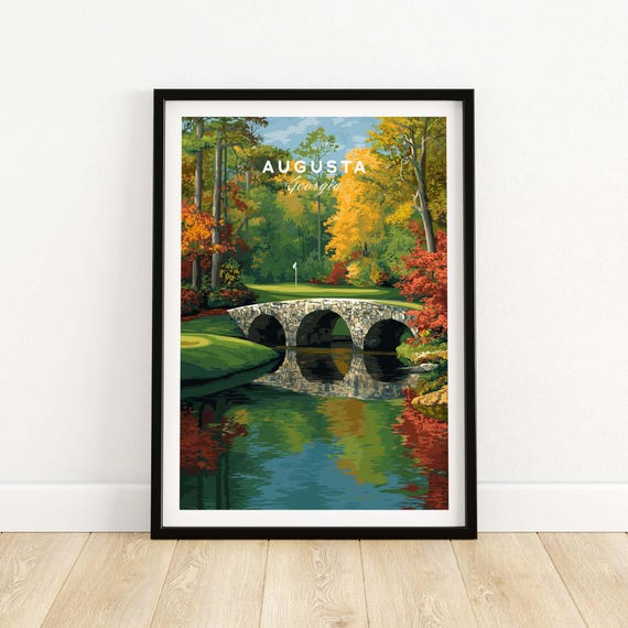 Augusta Georgia Golf Print Raes Creek Hogan Bridge Poster Iconic Masters Course Art Wall Decor Gift For Golfers
