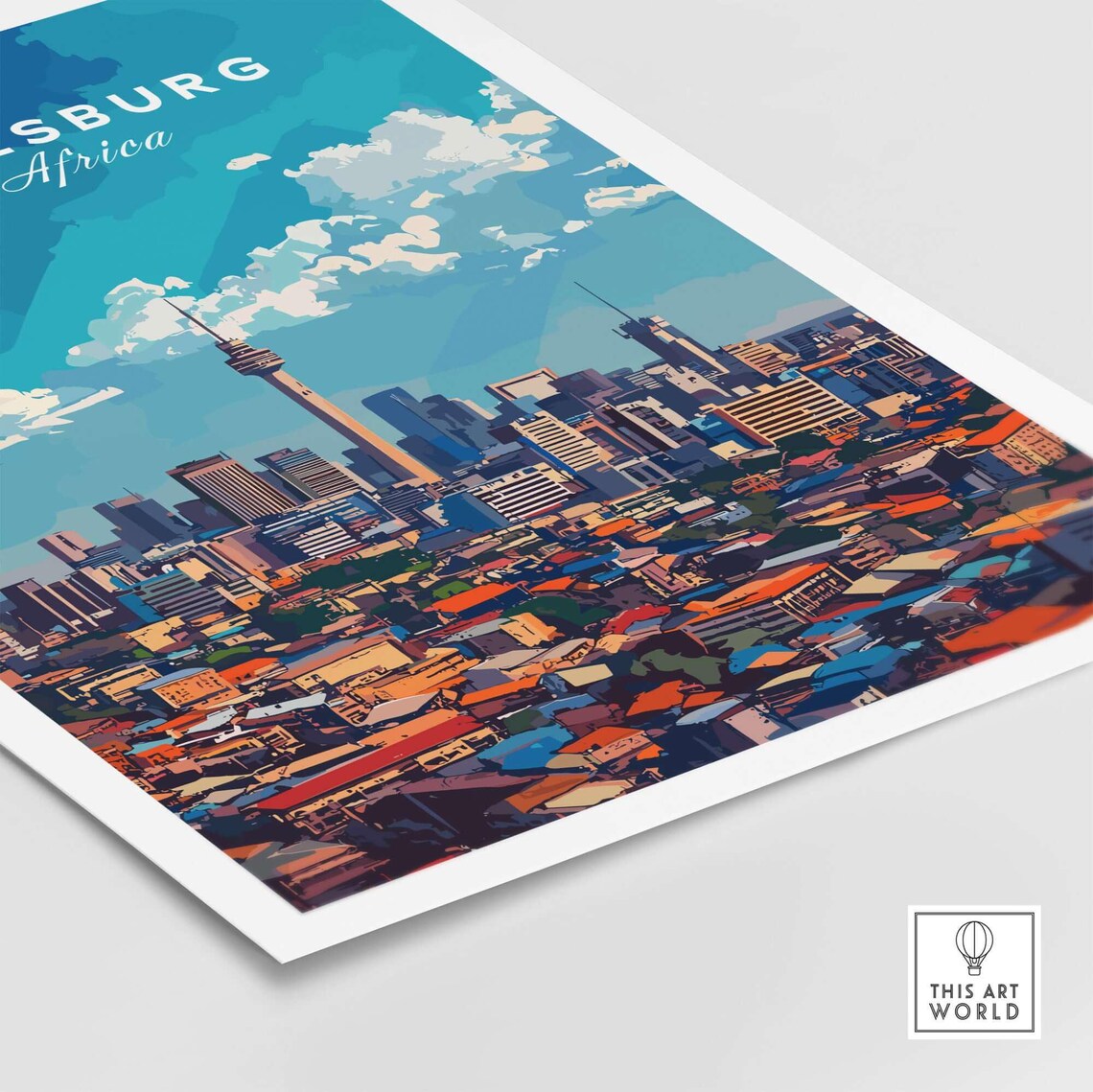 Johannesburg Skyline Travel Poster, South Africa Cityscape - Image 5