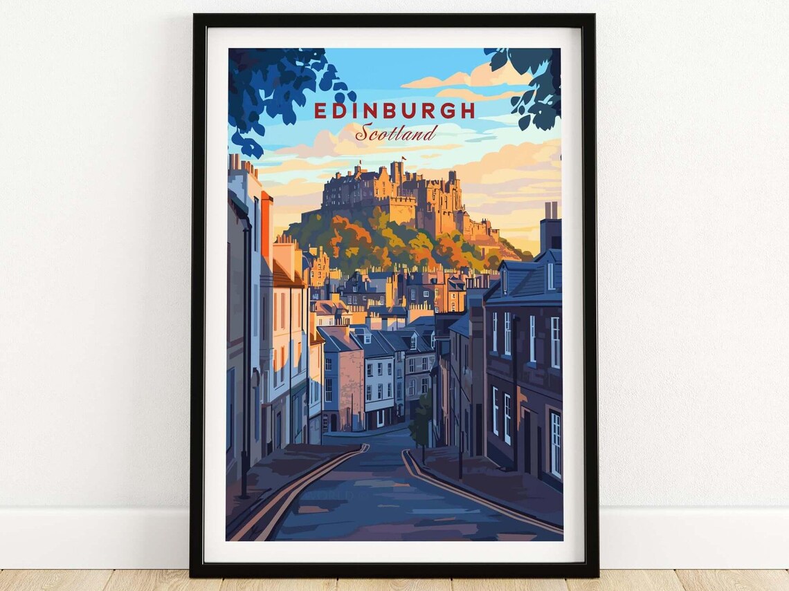 Edinburgh Travel Poster, Scotland Wall Decor