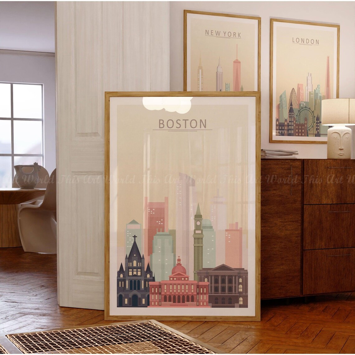 Boston Skyline Poster, Boston Cityscape Art Print - Image 3