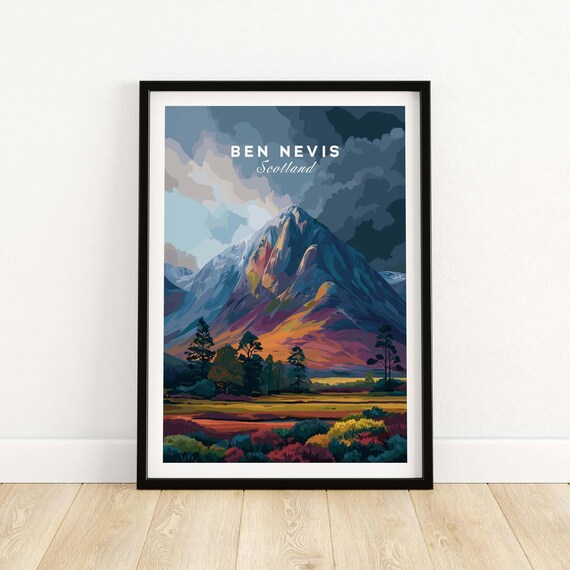 Ben Nevis Scotland Dramatic Moody Peak Golden Light Mountain Poster