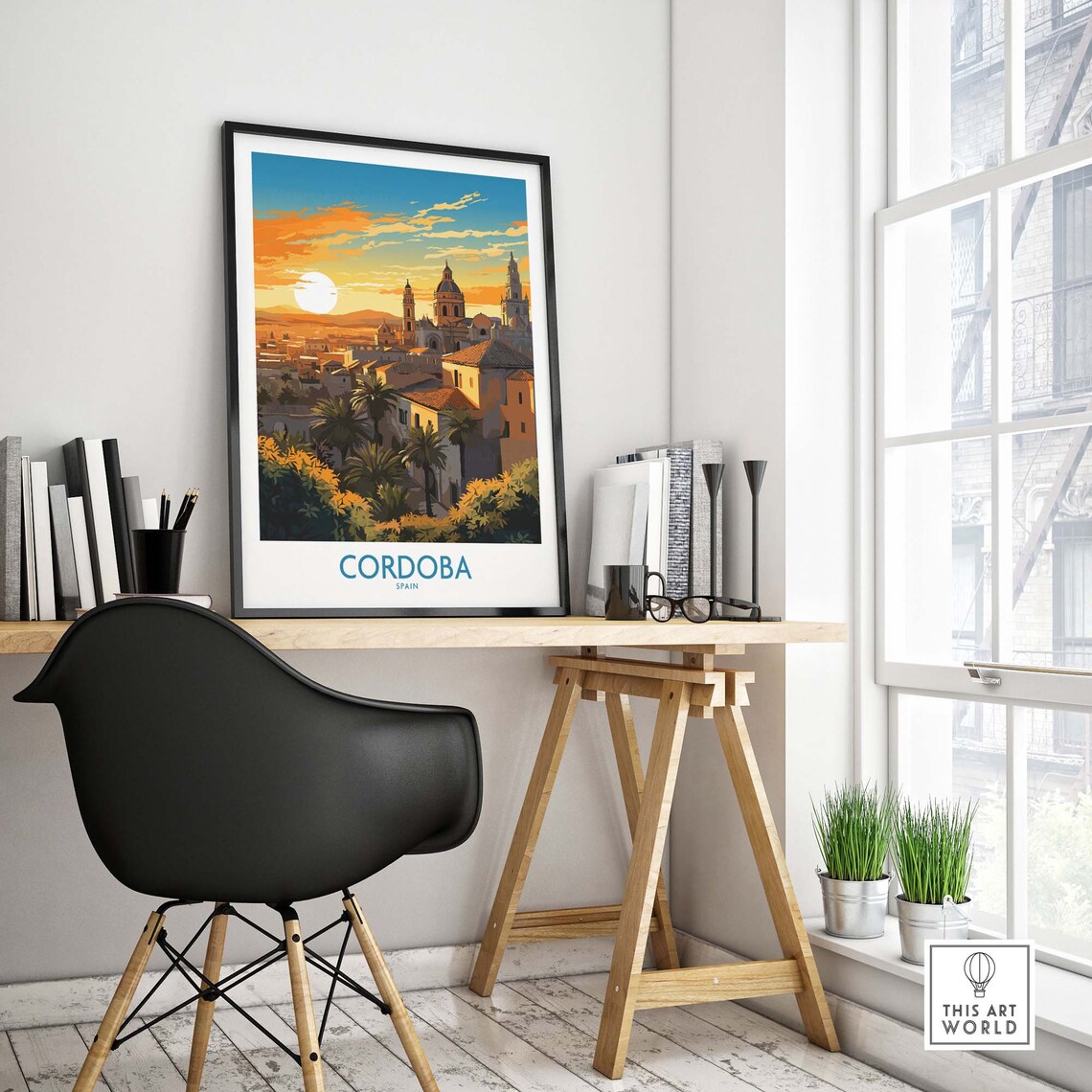 Cordoba Spain Old Town Cathedral Towers Sunset Travel Poster - Image 4