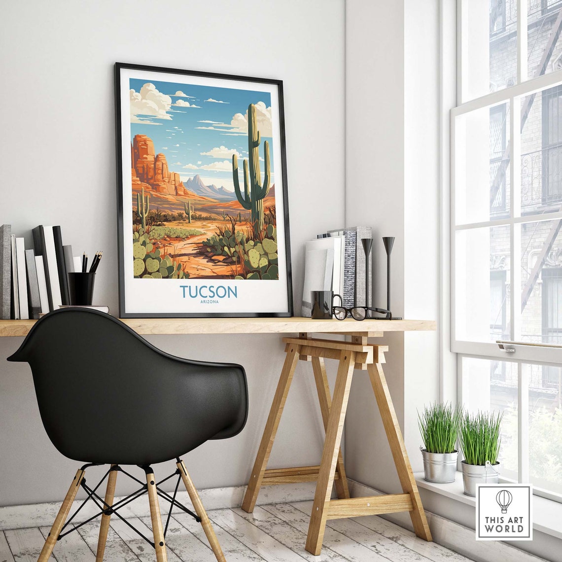 Tucson Arizona Saguaro Cactus Desert Red Rock Sunset Trail Poster - Image 4