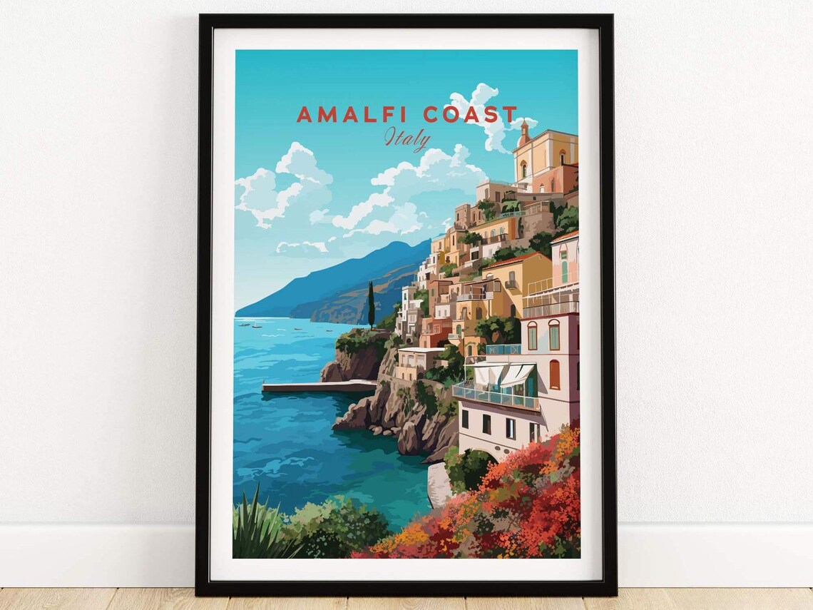 Amalfi Coast Travel Poster, Europe Travel Poster