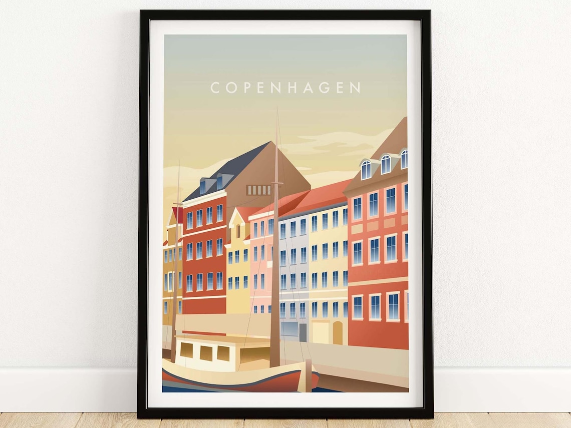 Copenhagen Minimalist Travel Poster, Danish Artwork