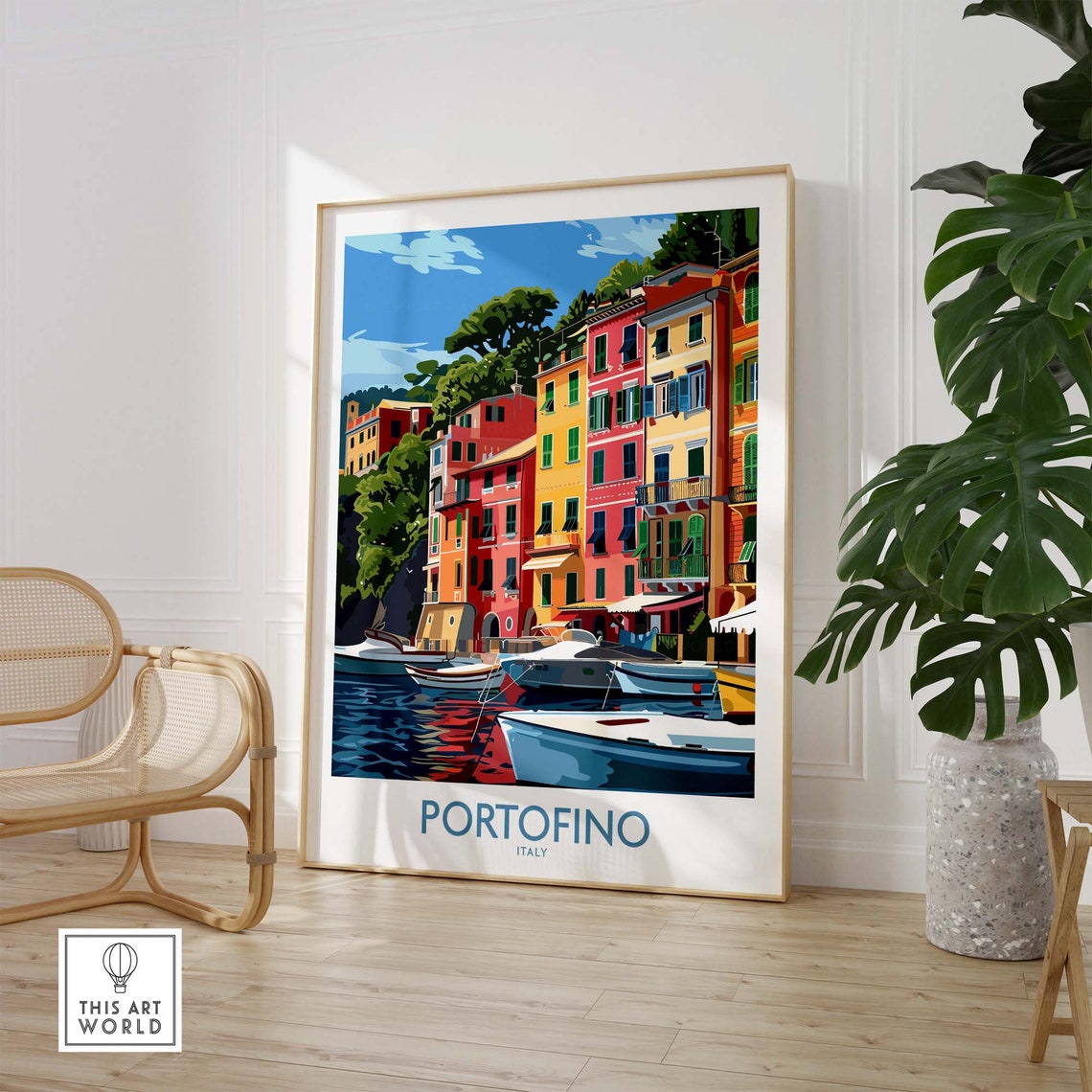 Portofino Wall Art Italy Travel Poster Portofino Artwork Poster Gift Italy Home Decor Portofino Illustration Art Lover Italy Print - Image 2