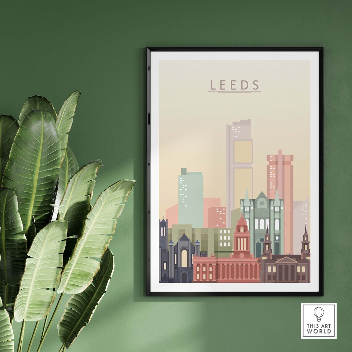 Leeds Skyline Travel Poster, Cityscape Wall Art - Image 3