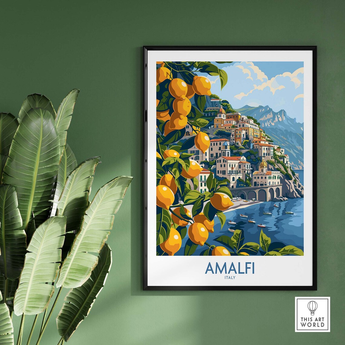 Amalfi Poster Italy Italy Travel Poster Amalfi Artwork Poster Gift Italy Home Decor Amalfi Illustration Art Lover Italy Print - Image 2