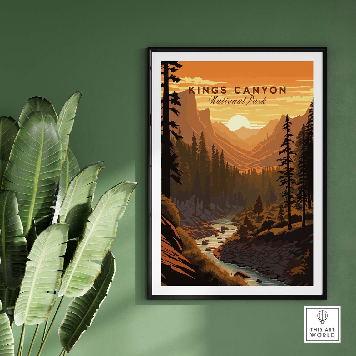Kings Canyon National Park Golden Sunset Mountain River Poster - Image 2