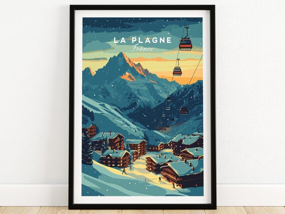 La Plagne France Ski Resort Travel Poster