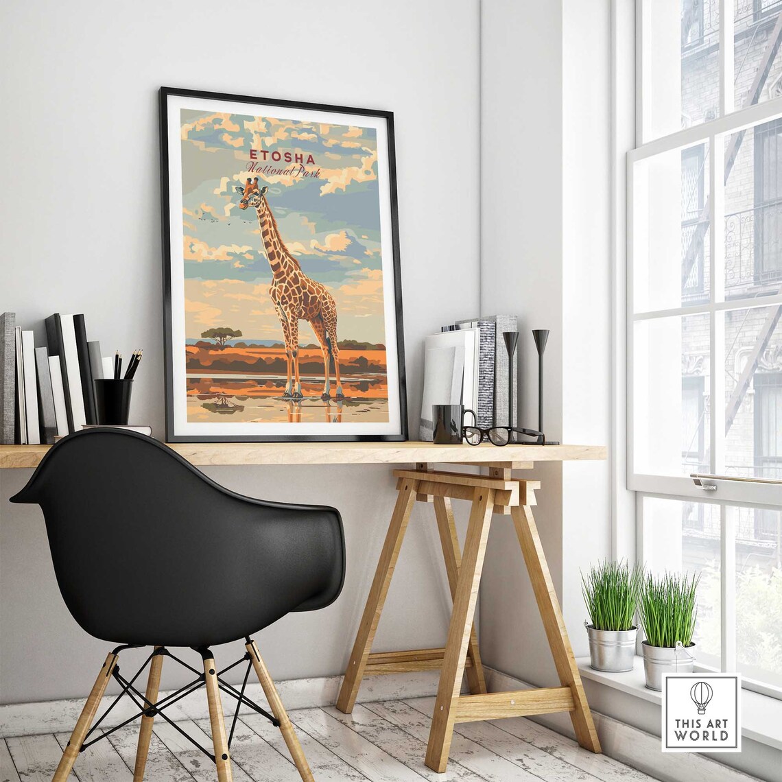 Etosha Namibia Travel Poster, African Art Print - Image 4
