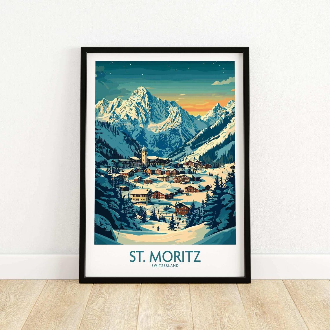 Winter Sports, St Moritz Ski Lodge Art Print - Image 5