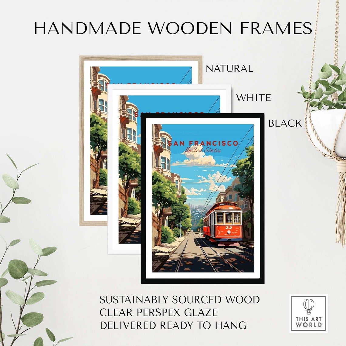 San Francisco Cable Car 22 Hillside Street Retro Style Poster - Image 4