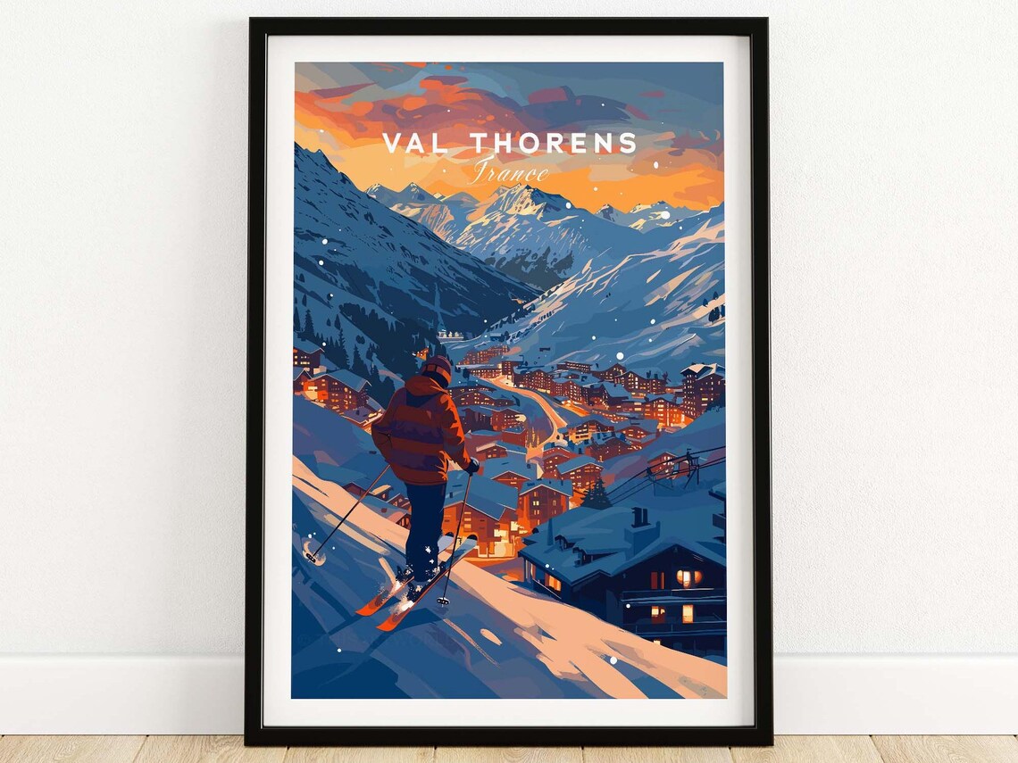 Val Thorens Ski Poster Print, France Winter Sports