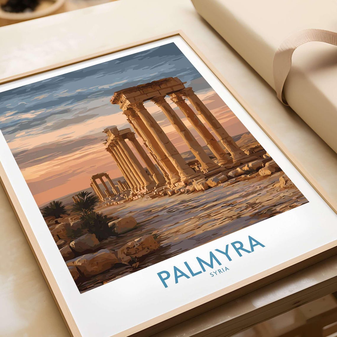 Palmyra Syria Desert Ancient Roman Ruins At Sunset Heritage Poster