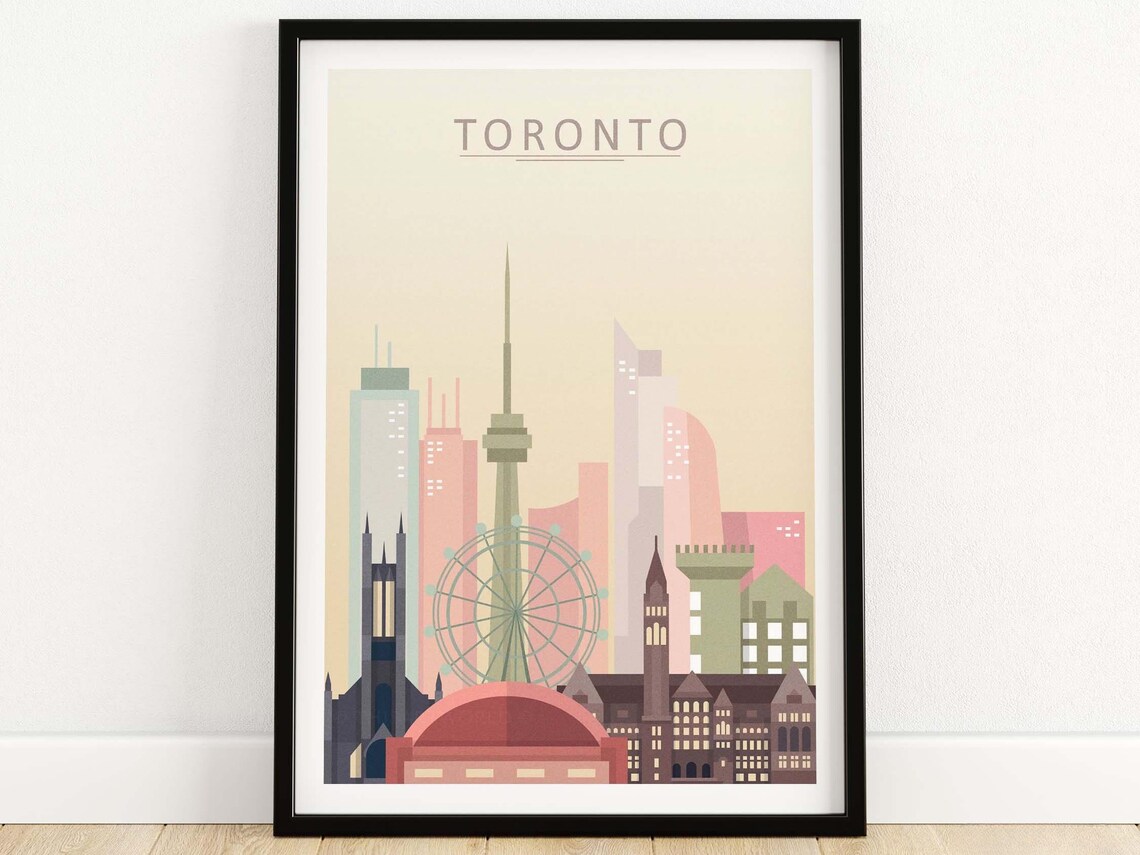 Toronto Skyline Travel Poster, City Wall Art Print