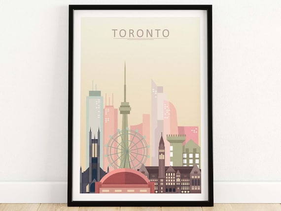 Toronto Skyline Travel Poster, City Wall Art Print